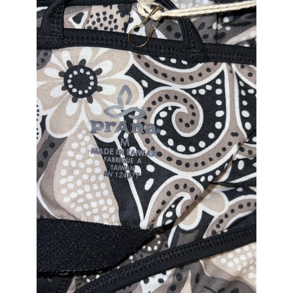 NEW Prana Veeda Tank Top Womens Medium Black Paisley Floral Strappy Shelf Bra - Picture 5 of 7